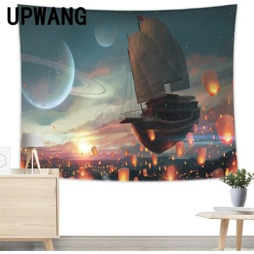 Sailboat Boat Tapestry Wall Hanging Sandy Beach Picnic Rug Camping Tent Sleeping Pad Home Decor Bedspread Sheet Wall Cloth