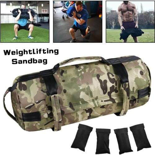 40LBS Adjustable Weightlifting Sandbag Fitness Muscle Exercise Training Weight Bag Tools Camouflage Punching Bag