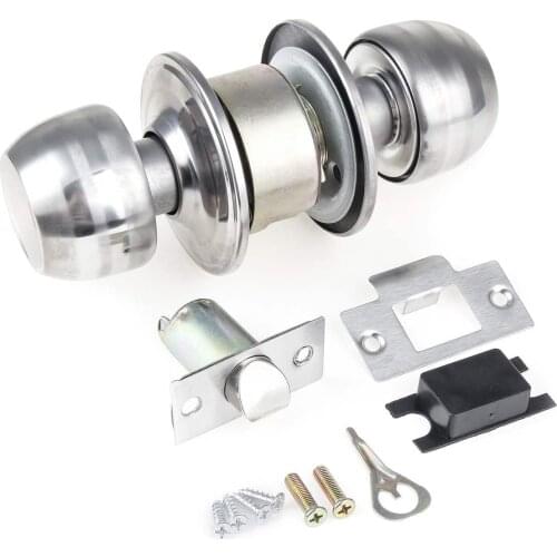 Stainless Steel Round Internal Door Lock Entrance Passage Entry Keyed Door Knobs Handle Bedroom Bathroom Livingroom