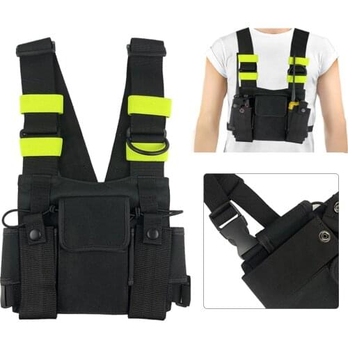 Nylon Walkie Talkie Chest Harness Front Pack Pouch Holster Vest Rig Tactical Carry Case For Ham Radio UV5R UV82 bf888S UV9R plus