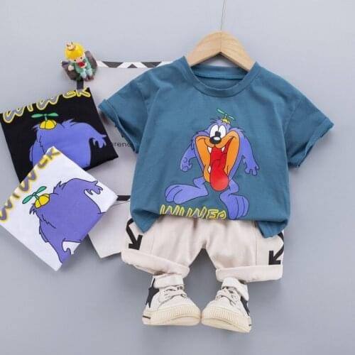 2021 New Summer Children Suits Kids Cartoon Casual Clothing Sets Boys Cotton T-shirt+pants Fashion Toddler Girls Clothes