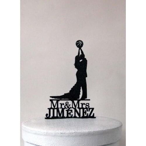 Personalized wedding cake topper, custom cake topper, rustic wedding cake topper, Basketball cake topper, Mr and Mrs topper