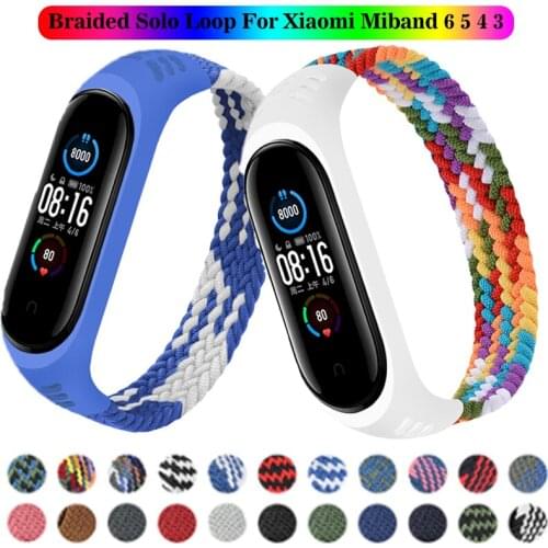 Braided Solo Loop Nylon For Xiaomi Mi Band 5 6 Strap Bracelet Belt Mi Band 3 Miband 4 Correa for Xiaomi Mi Band 6 5 Wristband