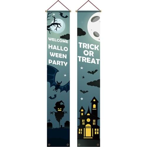 Halloween Hanging Flag Couplet Door Banner Cartoon Animal Shopping Mall Window Decorations Pumpkin Ghost Skeleton Decoration