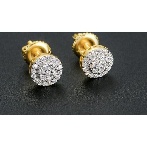 Popular Hip-Hop Round Full Cubic Zircon Earrings Men And Women Jewelry Gift