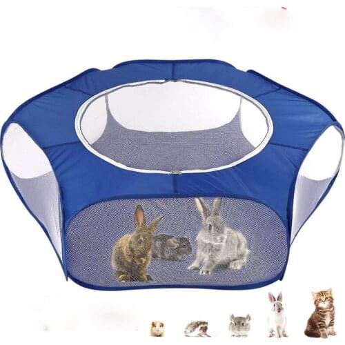 Portable Small Pet Cage Transparent Hedgehog Cage Tent Pet Playpen Pop Open Folding Yard Fence For Dog Hamster Rabbit Guinea Pig