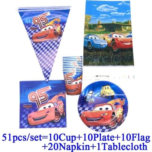 Disney Cars Birthday Party Supplies Paper Cup Plate Napkins Tableware Set Baby Shower Family Party Decorations Cars Banner/Flags