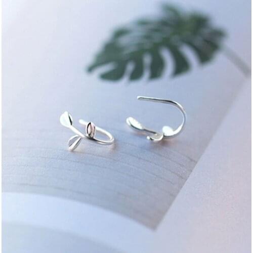 925 Sterling Silver Earring Fashion Cute Tiny Leaf 12mmX7mm Stud Earrings Gift For School Girls Daughters Gift
