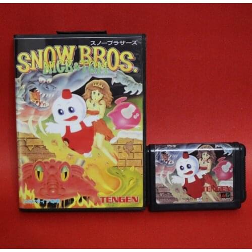 Snow Bros. Nick & Tom 16 bit MD card with Retail box for Sega MegaDrive Video Game console system