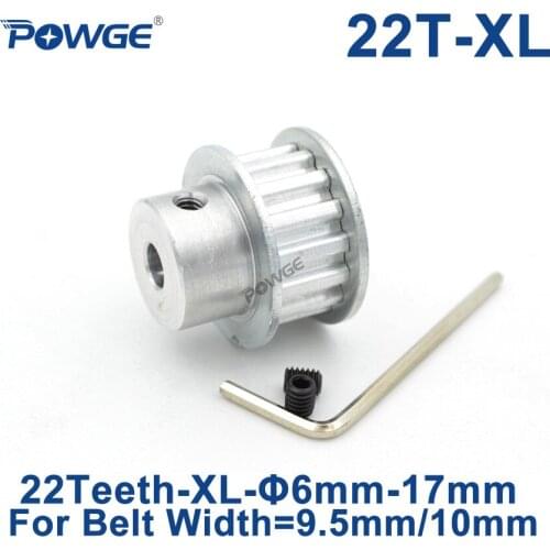 POWGE Trapezoid 22 Teeth XL Timing pulley Bore 6/6.35/8/10/12/14/15/16/17mm for width 10mm XL Synchronous Belt GEAR 22teeth 22T
