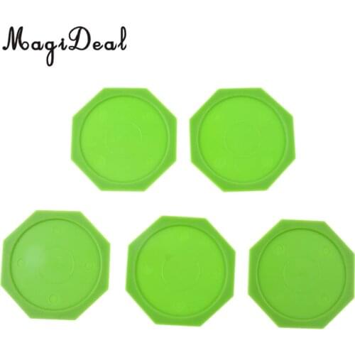 MagiDeal 5 Pieces Air Hockey Octagon Pucks for Full Size Air Hockey Tables Green