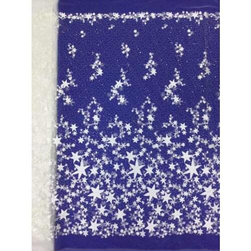 Embroidery mesh tulle lace fabric 10yards star pattern African lace fabrics with sequin wholesale for wedding party