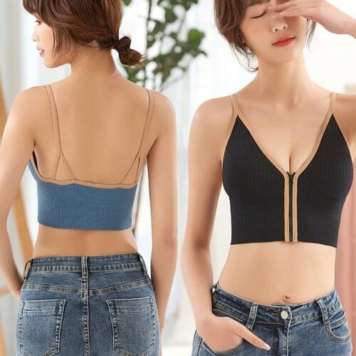 High Quality Women Zipper Sports Bras Plus Size 2XL Wirefree Padded Push Up Tops Lady Girls Breathable Fitness Run Gym Yoga Vest