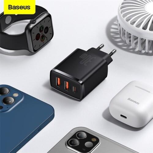 Baseus 30W USB Charger Type C Dual USB Fast Charging Portable Travel Adapter PD Charger Wall Charger For Huawei Xiaomi