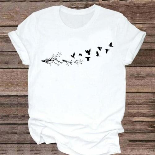 Women Short Sleeve Bird Printing Clothing Style Fashion 2021 90s Graphic Clothes Tshirt Top Lady Print T Female Tee T-Shirt