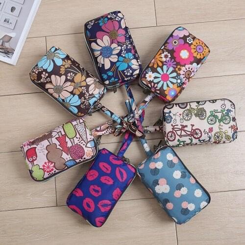 Womens handbag canvas three-layer long wallet large capacity key coin purse leisure mobile phone bag