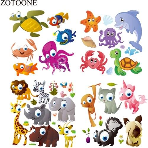 ZOTOONE Iron On Cuie Animal Patches Set For Kid Clothes Diy T-shirt Heat Transfer Vinyl Unicorn Lion Patch Stickers Applique E