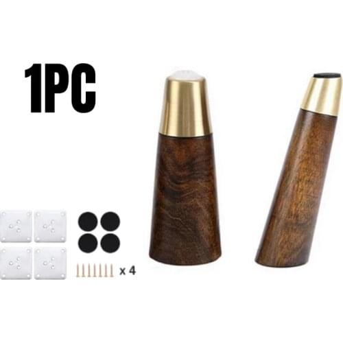 1PC Wood Furniture Legs Rubber Foot Simple Style Straight Oblique Bed TV Table Leg Cabinet Feet with Iron Plate and Screws