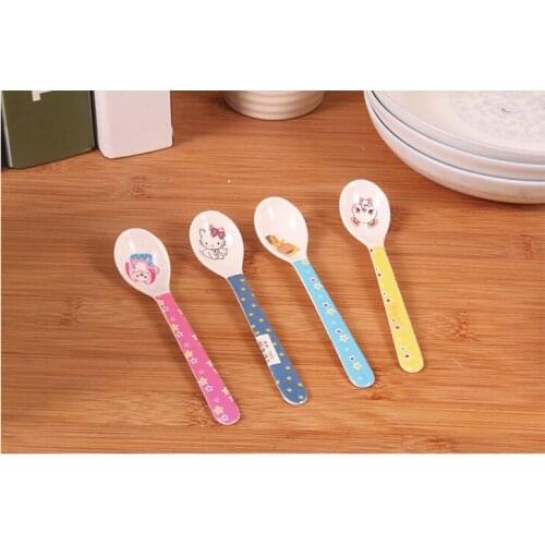 10pcs/lot Baby Spoon Set Baby Toddler Feeding Food Plastic Spoons Kitchen Tableware KC 1414