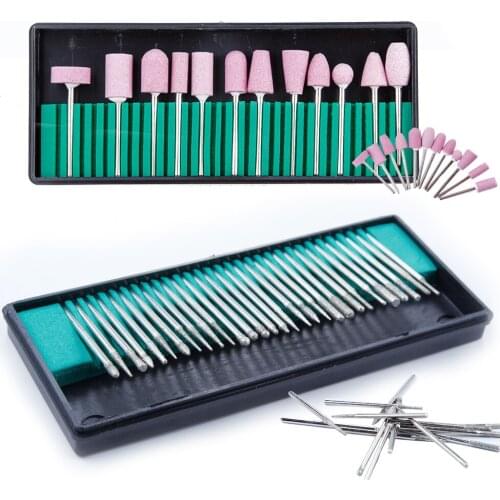 30PCS Nail Milling Drill Bits 12PCS Quartz Grinding Cutters Apparatus for Manicure Polishing Grinder Heads Set Nail Art Files
