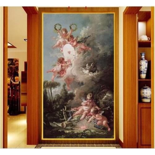 3d wallpaper custom mural European oil painting figure cupid angel porch aisle photo wallpaper wall 8d decoration