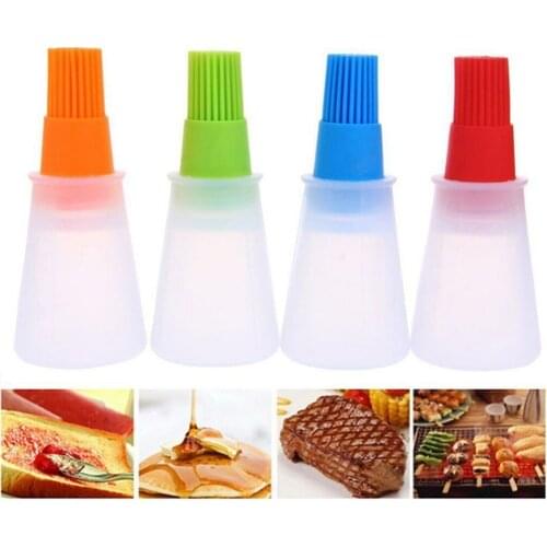 4pc Portable Silicone Oil Bottle With Brush Baking BBQ Basting Brush Pastry Oil Brush Kitchen Baking Honey Oil barbecue Tool