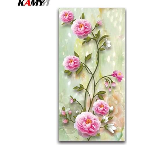 5D diamond painting flowers cross stitch new bedroom living room entrance diamond embroidery peony diamond mosaic Pink rose Sale