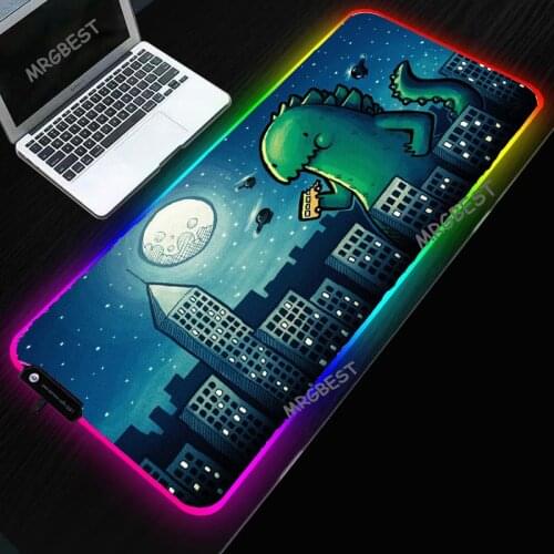 Anime Cute Dinosaur RGB Mouse Mat Personality Design LED Lighting Keyboard Colorful Desk Pad for PC Laptop Gaming Accessories