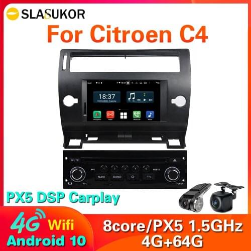 4G+64G Android 10 Car DVD Player For Citroen C4 Quatre Triumph 2004-2012 Car Multimedia 1Din Car Radio WIFI Audio GPS Navigation