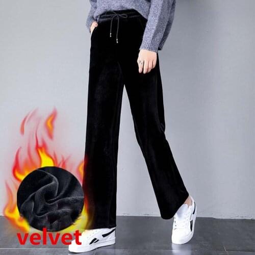 Autumn Winter Women Pants Plus Size Thick Gold Velvet Soft Big Sizes Casual High Waist Pants Push Up Wide Leg Warm 6XL Trousers