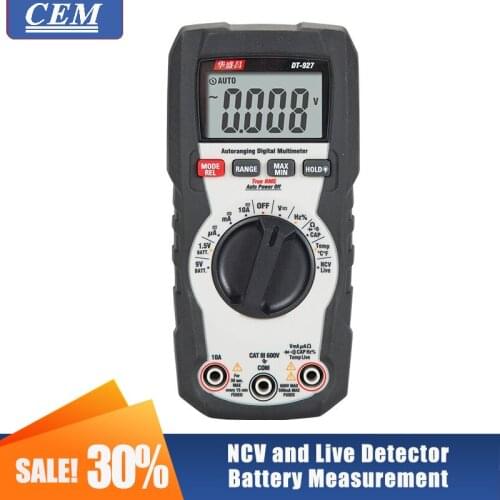 Digital Multimeter Electrician Current Manual Auto-ranging CEM DT-927H Ture RMS Intelligent Anti-burn Backlight NCV and Live