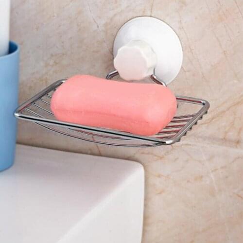 Strong Suction cup Bathroom Soap Holder Shower Stainless Steel Soap Dish Holder Shower Tray Bathroom Accessories 1929