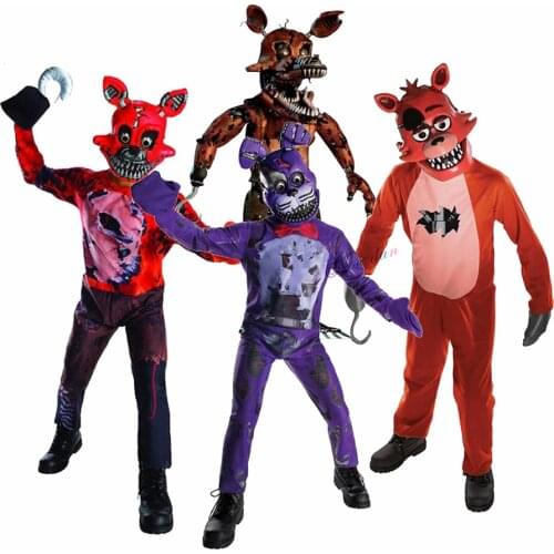 Fnaf Freddy Costume Kids Child Fredy Superhero Boys Girls Funny Party Cosplay Halloween Carnival Suit Jumpsuit