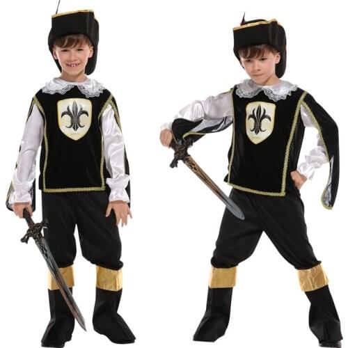 Halloween Kids Children Royal Warrior With Hat Shoes Cover Medieval Knight Costume For Boys Girl Carnival Party Costumes Dress
