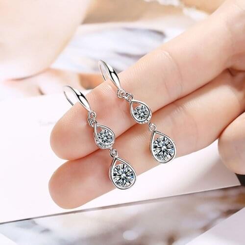 Elegant Water Drop Crystal Earrings for Women Fashion White Gold Plated Cubic Zirconia Earrings Wedding Party Jewelry Kolczyki