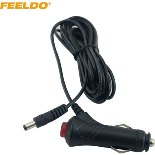 FEELDO 1Pc DC 12V/24V 5.5/2.1 Connector Adapter To Car Cigarette Lighter Socket Plug With ON/OFF Push Switch And Wire Cable
