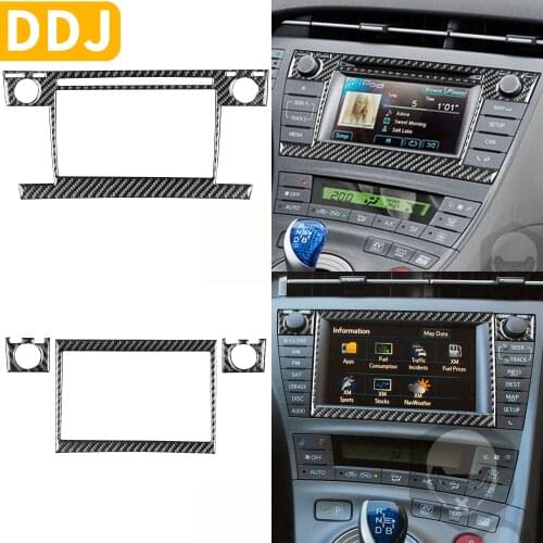 For Toyota Prius XW30 ZVW30 ZVW35 2009-2015 Plug-in Hybrid Carbon CD Radio Navigation Display Panel Sticker Car Accessories