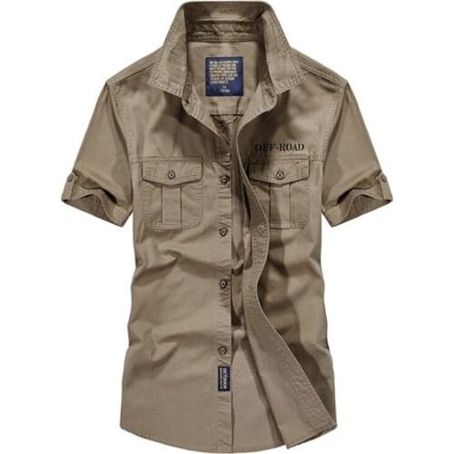 Cotton Military Shirts Casual Brand Outdoor Hiking Blouse Summer Short Sleeve Breathable Tops Plus Size Mens Camisa Masculina