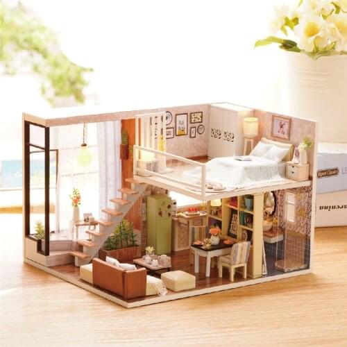 Kawaii Furniture Toy Wood DIY Dolls House Pretend Play toys miniature bedroom for girls kids dollhouse creative gifts new style