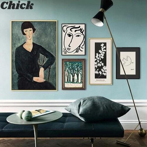 Classic Picasso Amedeo Modigliani Artwork Collection Sketch Poster Canvas Print Painting Wall Pictures Living Room Home Decor