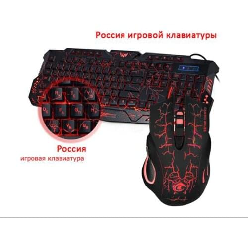 Luminous Backlit wired English gaming keyboard Mouse set gaming mouse keyboard Russian keyboard Русская раскладка клавиатуры
