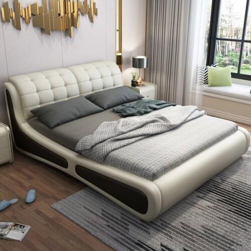 King size bedroom furniture leather soft bed bed 2 people bedroom furniture 0615