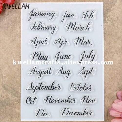 Month January Jan. February Feb. March Scrapbook DIY photo cards rubber stamp clear stamp transparent stamp 10x15m KW8021103