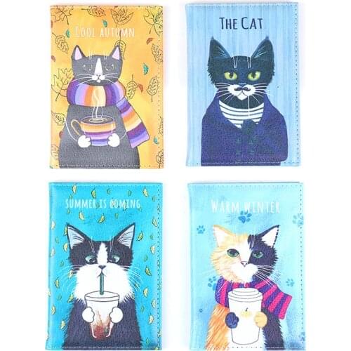 Cute Cat Passport Cover Travel Wallet Pu Leather Case for Passports Pasjeshouder Passport Protector Travel Document Organizer