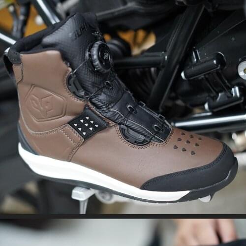 Waterproof Duhan Boots Motorcycle Racing Boots Leather Motocross Shoes Men classic Moto Cowhide