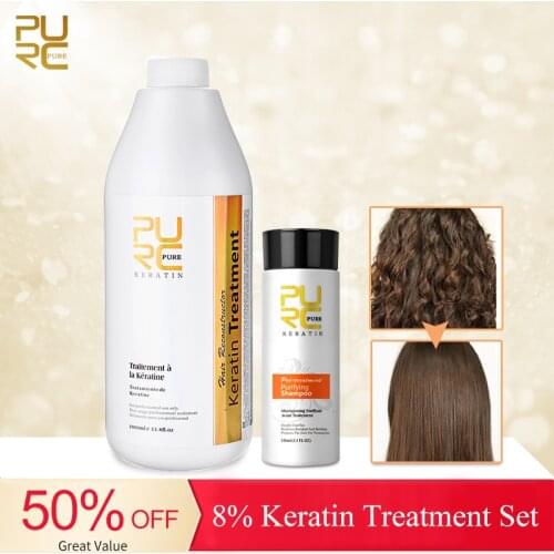 PURC 1000ml 8% Formlain brazilian keratin hair treatment Set Pure Hair Care Repair Straightening Smoothing Shampoo Professional