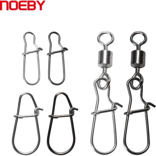 NOEBY 12Pcs Fishing Lure Tackle Bearing Rolling Swivel Heigh-Carbon Steel With Snap Fishhook Connector Tools