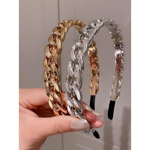 New Metal Geometric Chain Headbands Fashion Pressure Hairwear Lady Women Temperament Simple Personality Hair Accessories Hip hop
