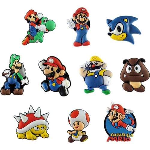 Single Sale 10pcs PVC Game Characters Shoe Charms Shoe Buckles Accessories Fit Bands Bracelets Croc JIBZ Kids Party X-mas Gifts