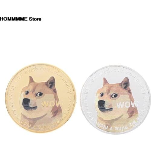 1 Pc Beautiful Gold/Silver Plated Dogecoin Commemorative Coins Cute Dog Pattern Dog Souvenir Collection Gifts